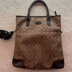 Coach Heritage Signature Foldover Tote Khaki/Brown