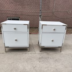 Two Modern Bedside Tables End Tables Nightstands Cabinets.
