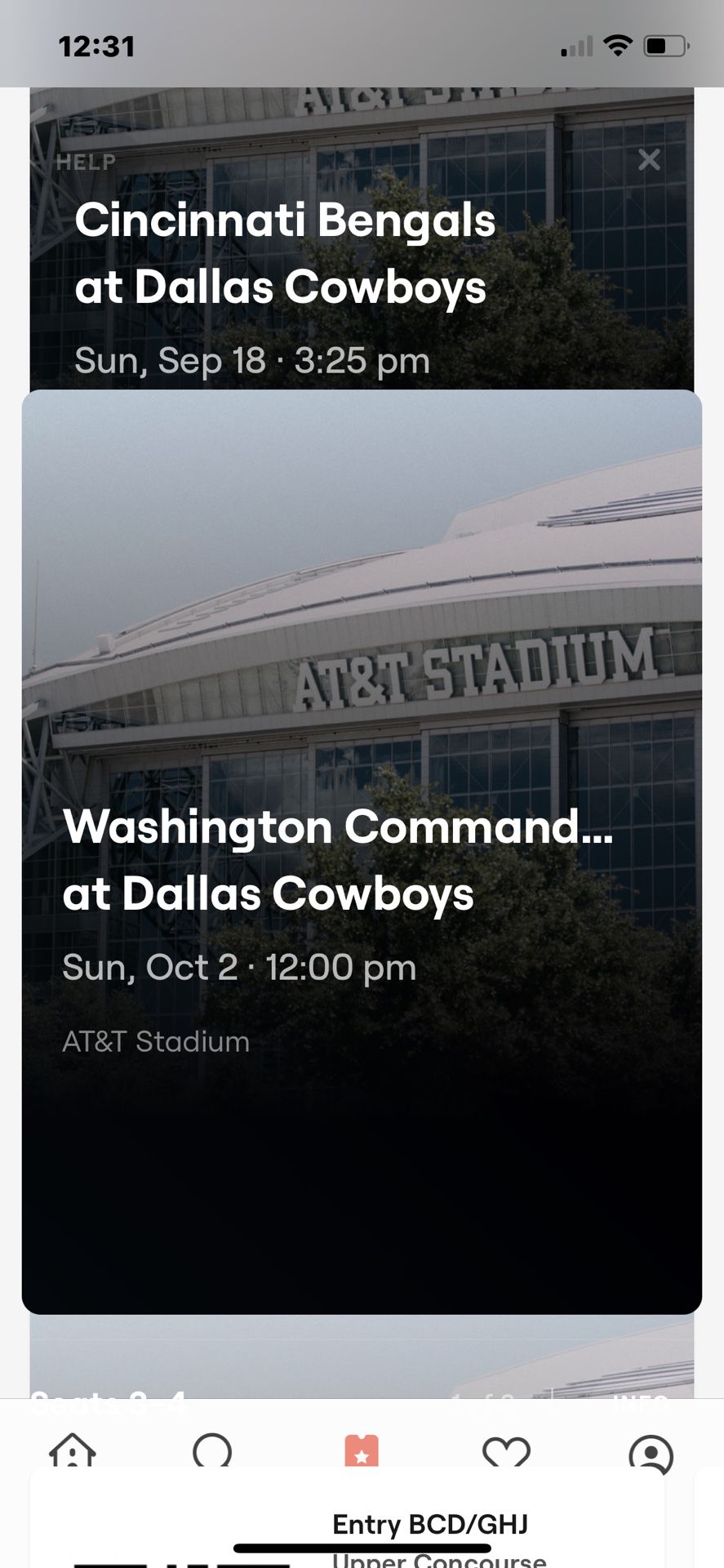 Dallas V Washington Tickets Sec 419 Row 3 Seats 3-4