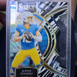 Justin Herbert Zebra Print Dye Cut 2023 Panini Select Card