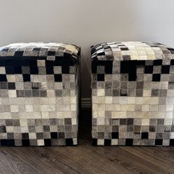 Cow Hide Ottomans