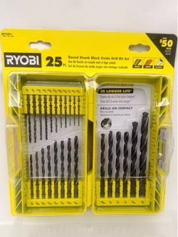 RYOBI Black Oxide Round Shank Twist Drill Bit Set (25-Piece)
