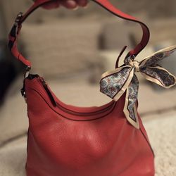 Gucci GG Charm Red Leather Hobo Bag