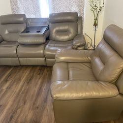 Living Room Set/ Sofa And Recliner /Faux Leather