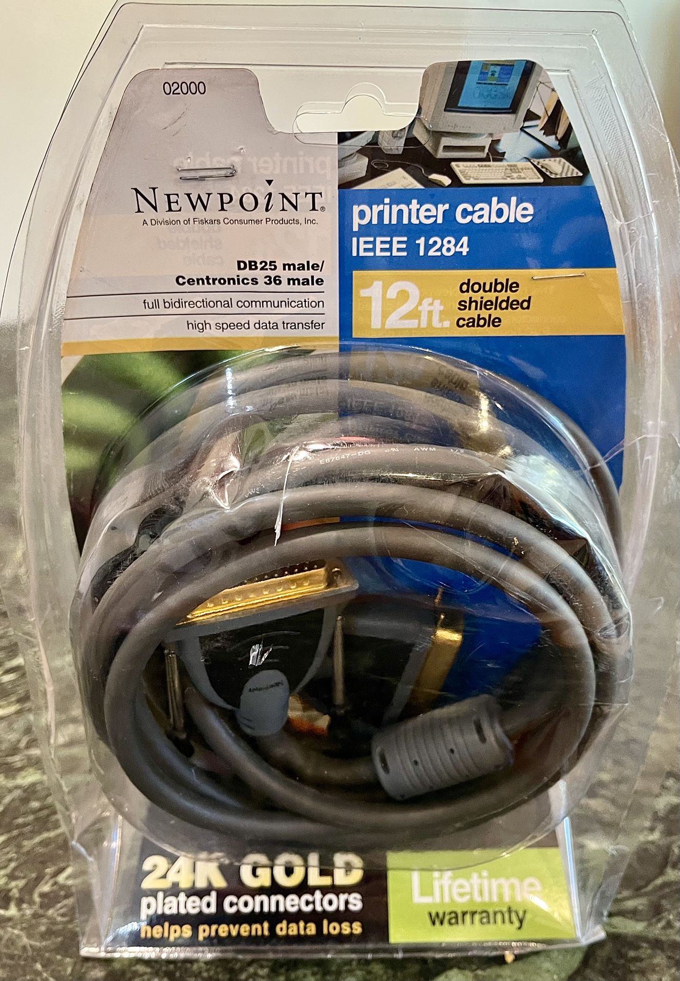 Newpoint IEEE 1284 Printer Cable – 24K Gold Connectors (DB25 to Centronics 36)