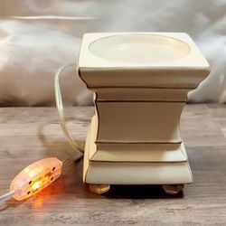 Gold Canyon Wax Warmer, Cream/Gold edges, 5.25" tall x 4.25" wide, Excellent Used Condition