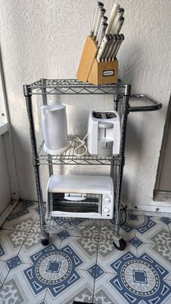 White Knife Block, Kettle, Toaster, Mini Oven