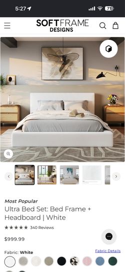 Soft bed frame in white