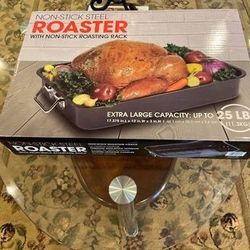 Turkey Non Stick Steel Roaster Tray n Rack , good for baking Turkey n whole chicken, Extra Large Capacity Up to 25 LB, New with Box, Good for Thanksgi