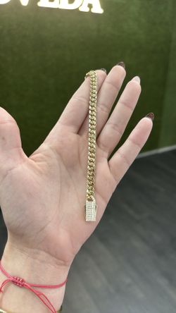 14kt semi soli Cuban anklet