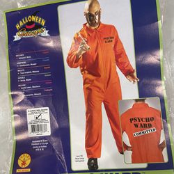Psycho Ward Costume & Mask Halloween Theatre Cosplay Orange Jumpsuit Dress Up Adult Xl Acting