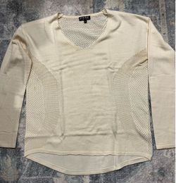 Cream V-Neck Sweater -L