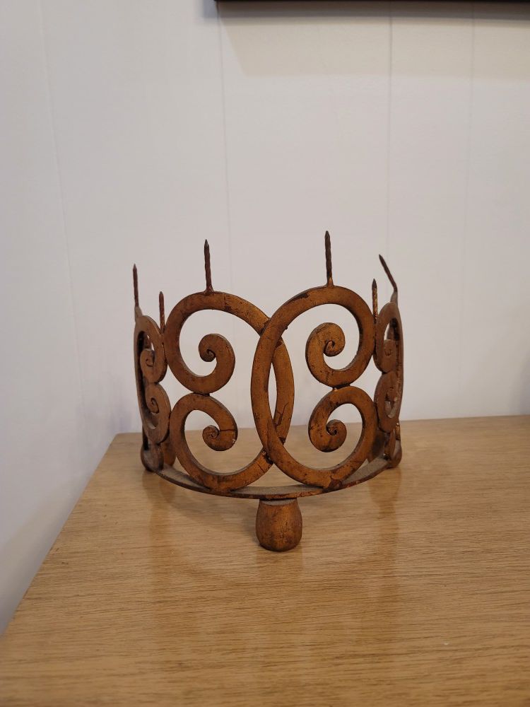 Forged Iron Gold Candle Holder