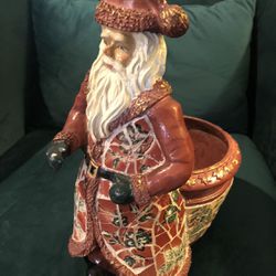 Santa Claus Plant Pot Planter Holder Christmas Handmade. Beautiful and heavy