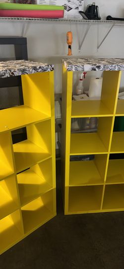 ✨2 IKEA Custom Yellow w/skull print pattern on top Storage Units ✨
