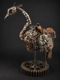 🦩 Giant Scrap Metal Ostrich with Western Saddle – One-of-a-Kind Handcrafted Sculpture 🦩