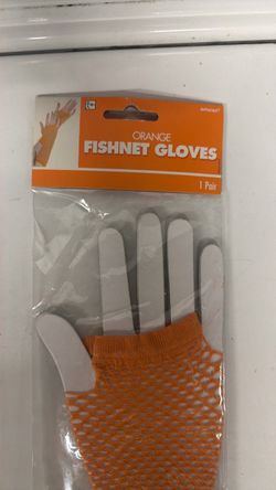 Orange Fishnet Gloves 1 Pair Halloween costume new