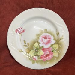 8 Lefton China green heritage rose hand painted 7 1/4” salad plates #3068