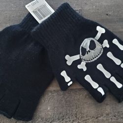 NEW with tags Jack Skellington Nightmare Before Christmas Fingerless Black Gloves Disney