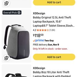 NEW- XDDesign Anti-Theft Bobby Originally Backpack