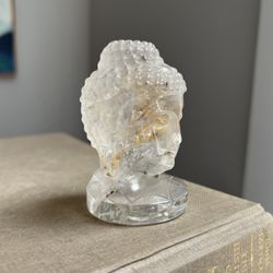 Small Clear Quartz Golden Healer Buddha H3” ( firm on price )