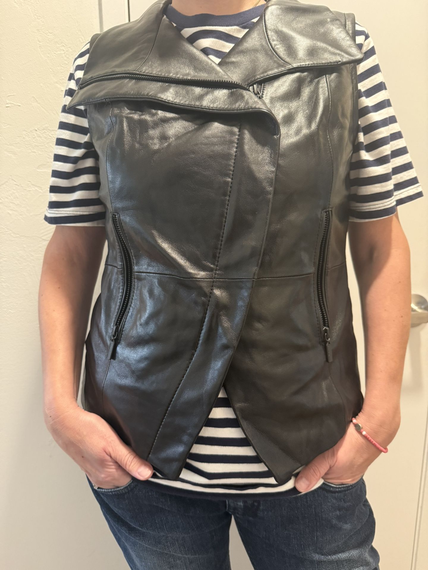 Harley-Davidson Women's Leather Vest - Genuine Leather Front, Logo Back, Size (Check Tag)