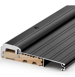 Blulu 36" Aluminum Exterior Door Threshold 5 5/8" Swing Threshold Black Heavy Duty Aluminum Door Sill Pan for Weatherproof & Easy Install for Resident
