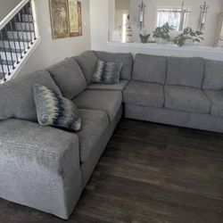 Large Grey Sectional Sofa Couch 