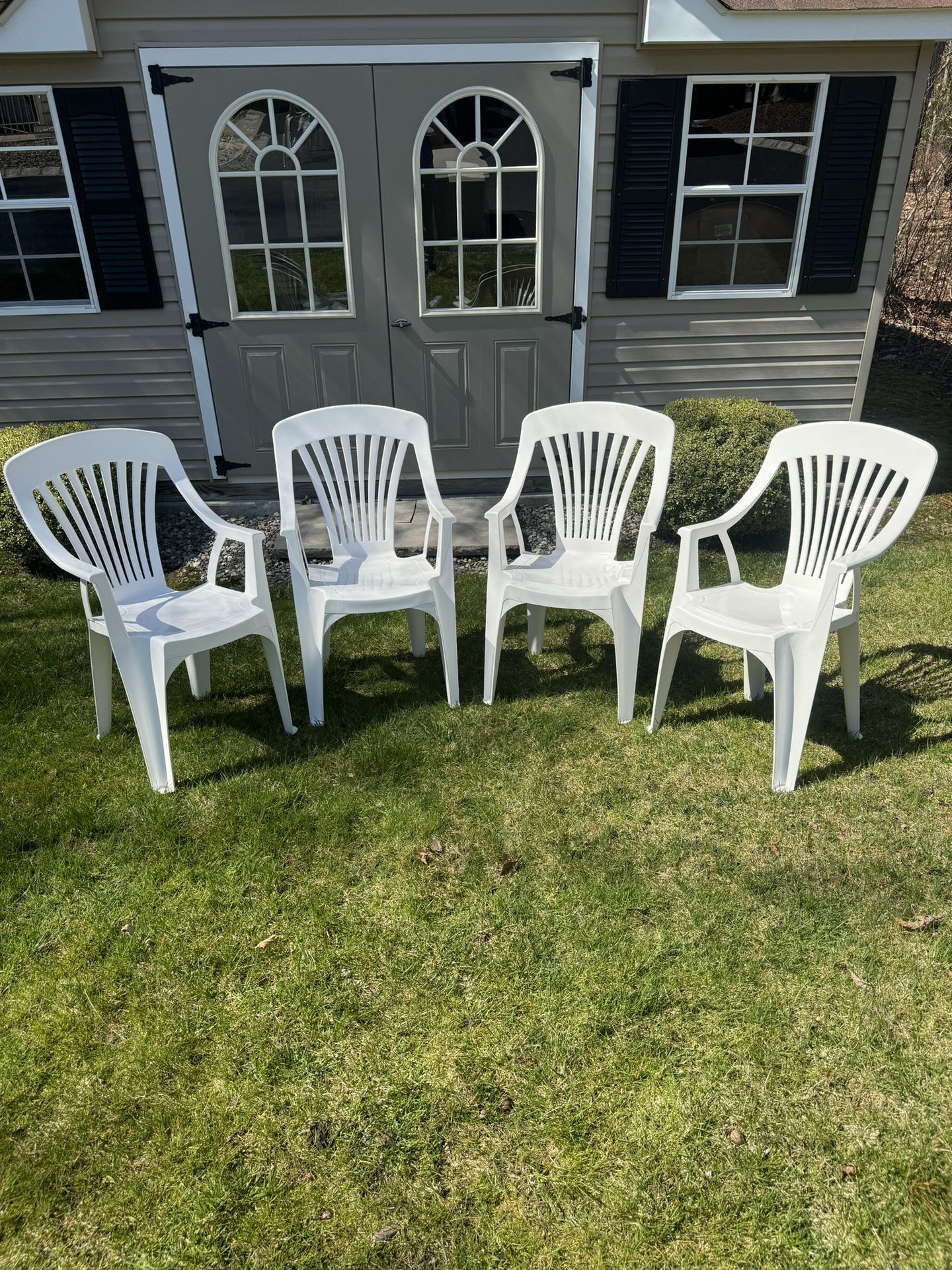 High Back Stackable Chairs - White - Quantity 4