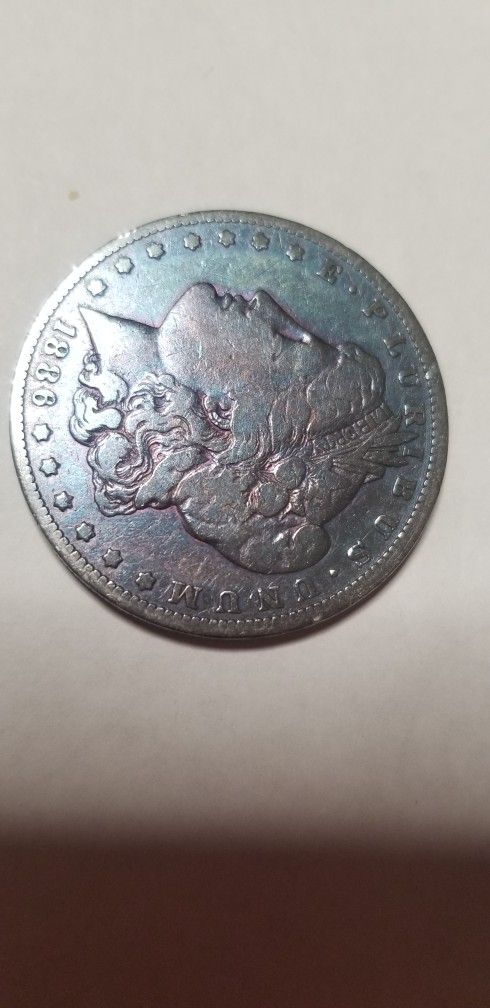 1886 Morgan silver Dollar Purple pink Toning