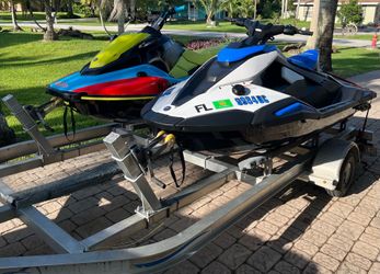 PAIR new 2026 Yamaha Jet blaster  & 2023 Yamaha Jet blaster only 50 hours. Titles. Aluminum trailer. Registration. New waterproof Sony & JBL sound sys
