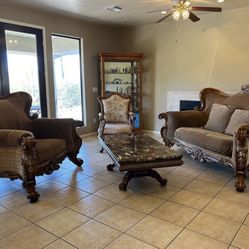 Formal sofa set with granite coffee table