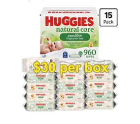 Huggies Natural Care Sensitive Baby Wipes 15-Pack
