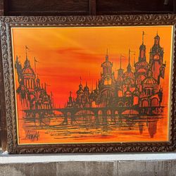 Amalfi Coast In Italy Big Framed Painting 