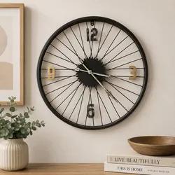 Industrial Bicycle Wheel Metal Wall Clock