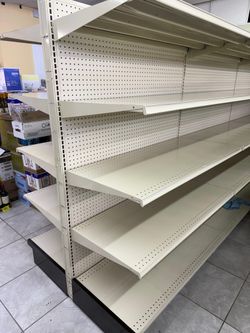 Gondolas → store shelves or retail display shelves
