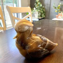 Imperial Glass duck Slag Glass figurine caramel brown 