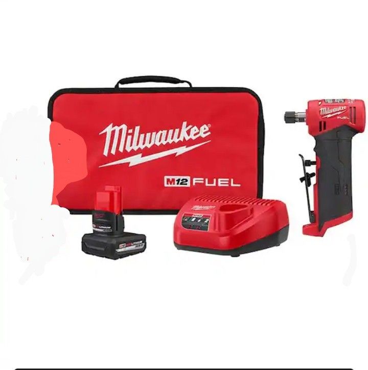 MILWAUKEE FUEL 1/4in. Right Angle Die Grinder WITH 5.0 HIGH OUTPUT BATTERY, CHARGER &BAG,NEW,FIRM