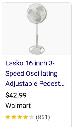16 inches pedestal fan