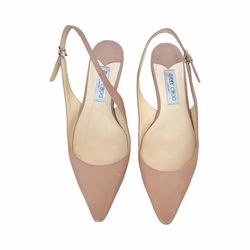 Jimmy Choo Leather Ballerina Flats Slingback Pink Beige Sz 40 US Women’s 10 