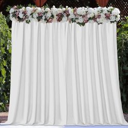 Joydeco White Curtains Backdrop for Wedding Parties, Photo Backdrop Curtains for