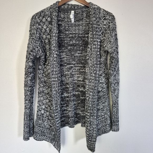 Aeropostale Open Front Cardigan Sweater Silver Metallic Threads Medium