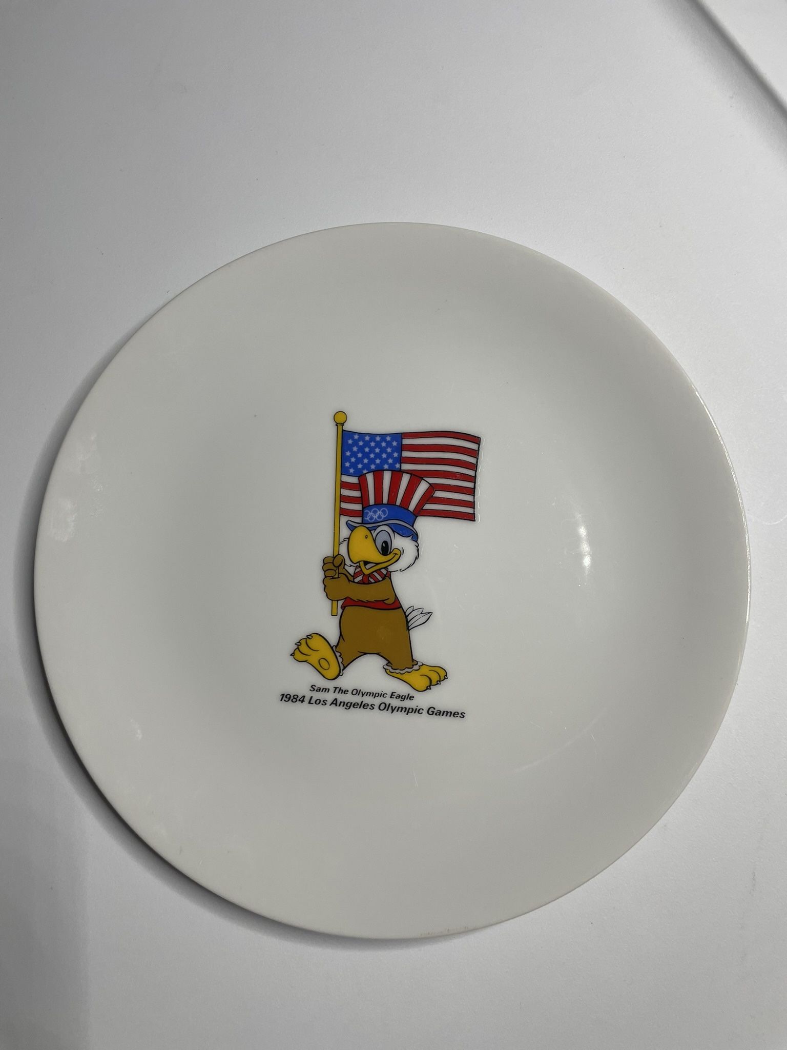 1984 LA Olympics Commemorative Plate Sam the Olympic Eagle Vintage Papel Japan