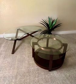 2 Piece Glass Accent Tables Living Room Set