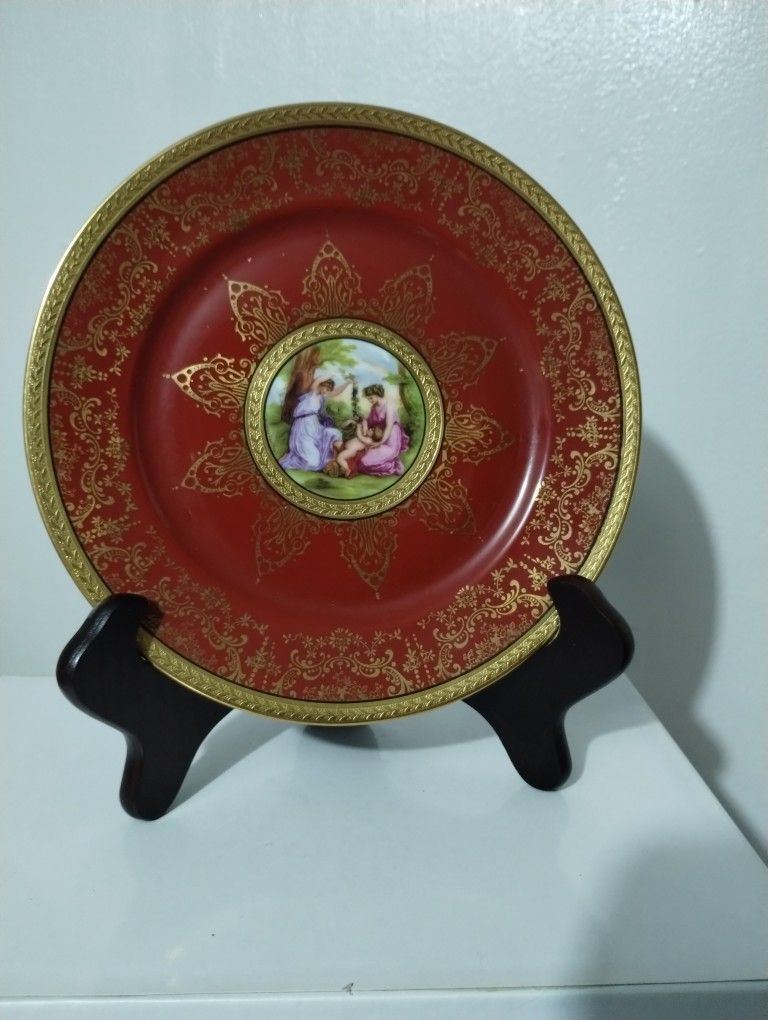 2 MID CENTURY CABINET PORCELAIN PLATES 8.25"