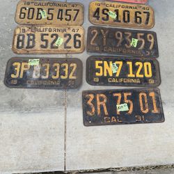 VINTAGE CALIFORNIA  LICENSE PLATES $25 each  In Madera ca  Possible trade for vintage signs or vintage metal toys CHECK MY OTHER LISTINGS FOR MORE GRE