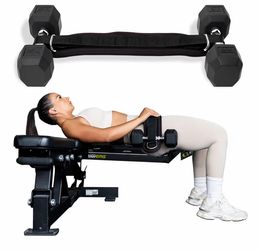 Heavy Duty Hip Thrust Belt for Dumbells, Kettlebells, and Plates - Glute Workout at Home, Gym, and Travel - Dip and Pullup Belt (Chain Included) Comfo