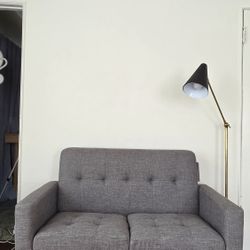 Mid Century Modern Love Seat Sofa Chair Grey New