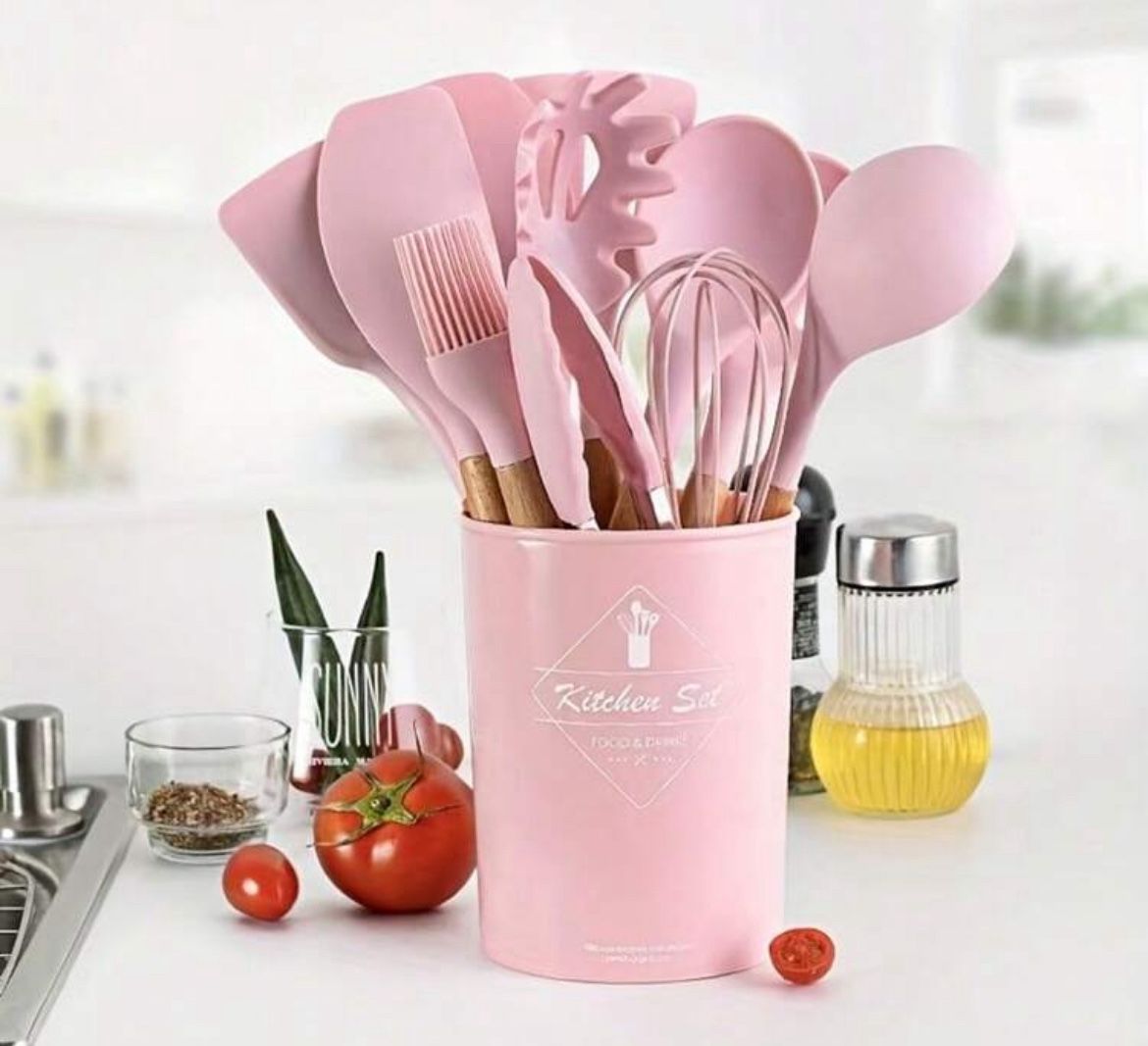 12-Piece Premium Non-Stick Silicone Kitchen Utensil Set - Ergonomic Wooden Handles, Heat-Resistant And Easy To Clean, Suitable For Cooking And Baking 