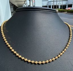 Jewelry 18k solid yellow gold Moon Ball chain necklace 17.50” 2.80mm 12.50g